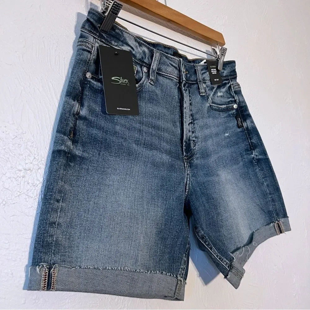 Silver Jeans Co. Women's Sure Thing Long High Rise Shorts Size 27  NWT